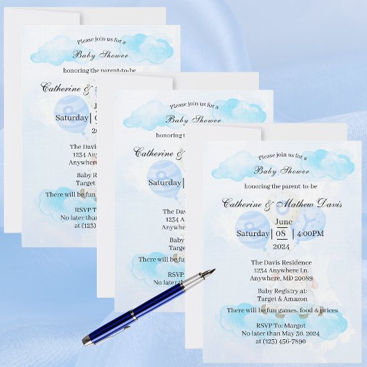 Little Lamb Soaring Hoog in Jongen Blauwe Ballonne Kaart