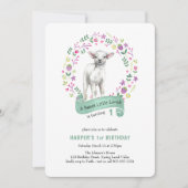 Little Lamb Spring Girl 1st Birthday Kaart (Voorkant)
