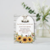 Little Lamb Sunflower Rustic Baby Shower Briefkaart (Staand voorkant)