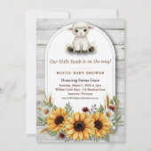 Little Lamb Sunflower Rustic Baby Shower Kaart (Voorkant)