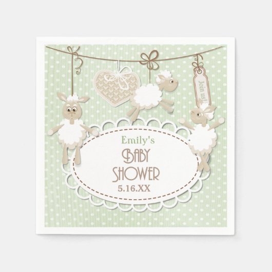 Little Lamb Toys Baby shower Papieren servetten (Voorkant)