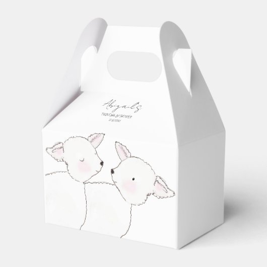 Little Lamb Twins Baby shower Bedankdoosjes (Voorkant Zijde)