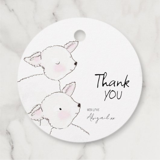 Little Lamb Twins Baby shower Bedankjes Labels (Achterkant)