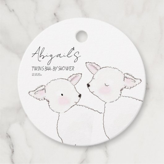 Little Lamb Twins Baby shower Bedankjes Labels (Voorkant)
