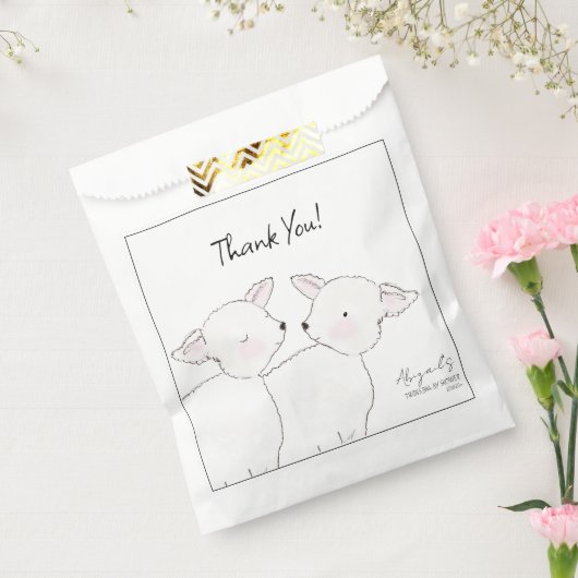 Little Lamb Twins Baby shower Bedankzakje (Gezegeld)