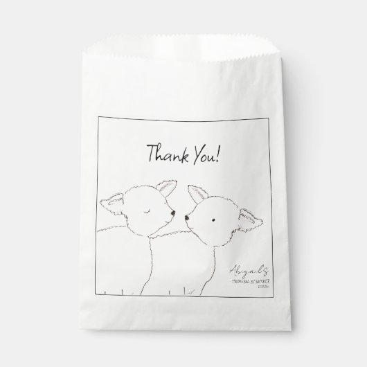 Little Lamb Twins Baby shower Bedankzakje (Voorkant)