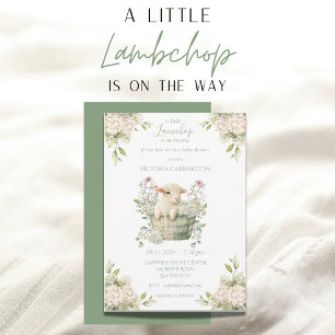 Little Lambchop Floral Baby shower Kaart