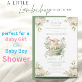 Little Lambchop Floral Baby shower Kaart