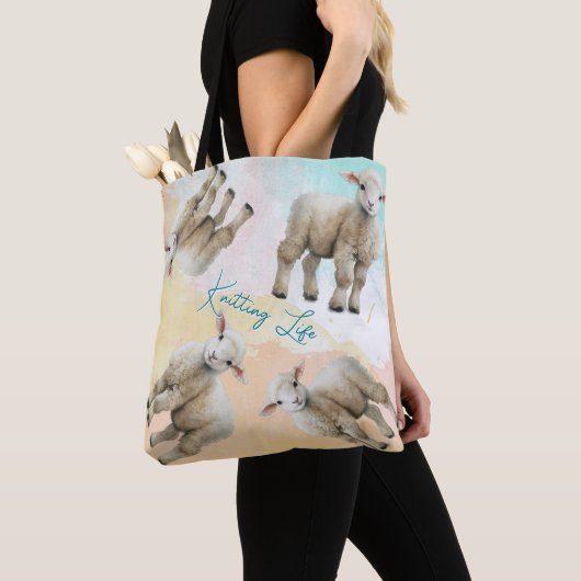 Little Lambs Knitting Life Yarn or Project Bag Tote Bag (Dichtbij)