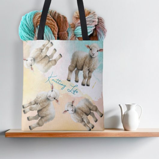 Little Lambs Knitting Life Yarn or Project Bag Tote Bag