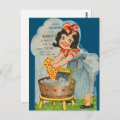 Little Laundry Girl  Briefkaart 1950 (Voorkant / Achterkant)