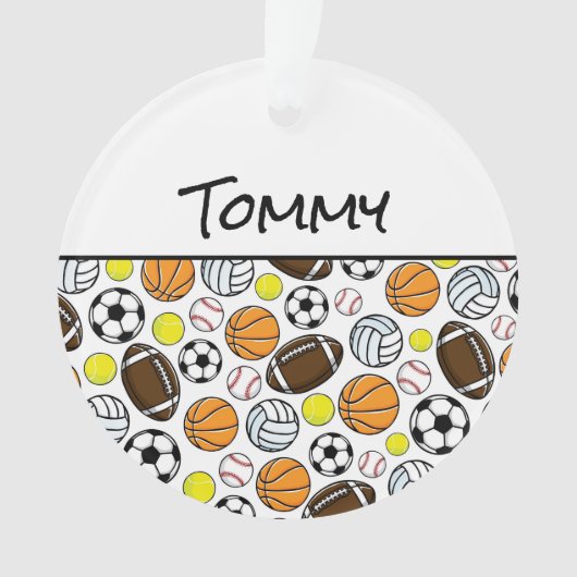 Little League Sportballen Speler NAAM Plezier Ornament (voorkant)