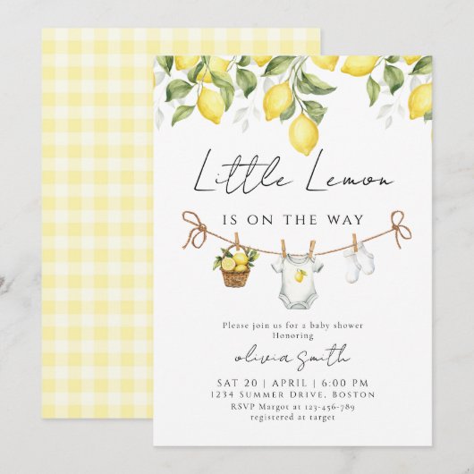 Little Lemon Baby Shower Uitnodiging (Voorkant / Achterkant)