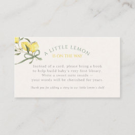 Little Lemon Sage Bow Book for a Baby Shower Informatiekaartje