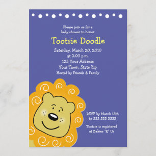 Little Leo Lion Baby shower Invitation 5 x 7 Kaart