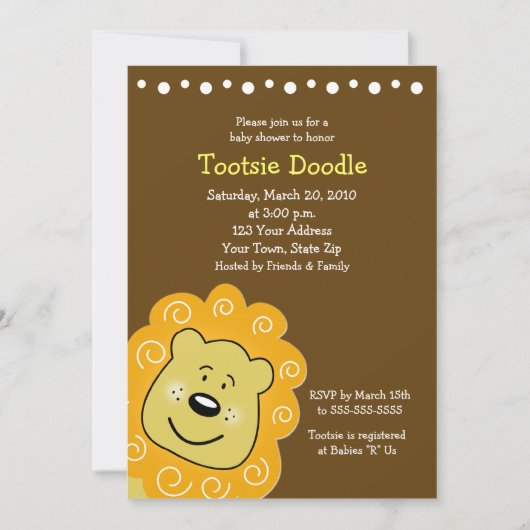 Little Leo Lion Baby shower Invitation 5 x 7 Kaart (Voorkant)