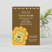 Little Leo Lion Baby shower Invitation 5 x 7 Kaart (Staand voorkant)