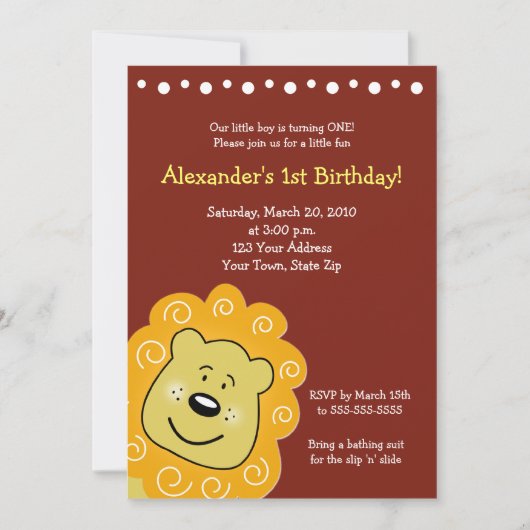 Little Leo Lion BIRTHDAY Uitnodiging 5 x 7 (Voorkant)