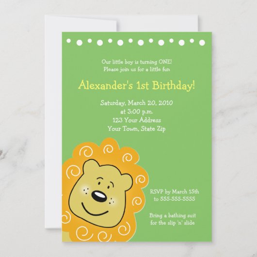 Little Leo Lion BIRTHDAY Uitnodiging 5 x 7 (Voorkant)