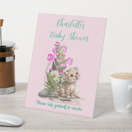 Little Leopard Baby shower Snack Sign Reclamebord Met Voetstuk