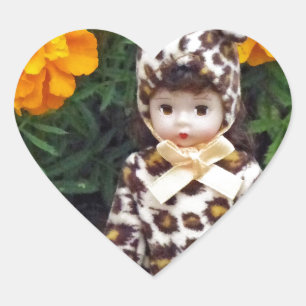 Little Leopard Girl Hart Sticker