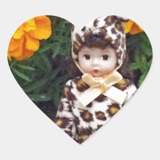 Little Leopard Girl Hart Sticker (Voorkant)