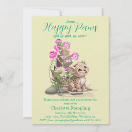 Little Leopard op Bleke Bud Baby shower Invitation Kaart