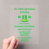 Little Leprechaun 1st Birthday Acryl Uitnodigingen (Insitu (Draagbaar))
