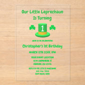 Little Leprechaun 1st Birthday Acryl Uitnodigingen (Voorkant)