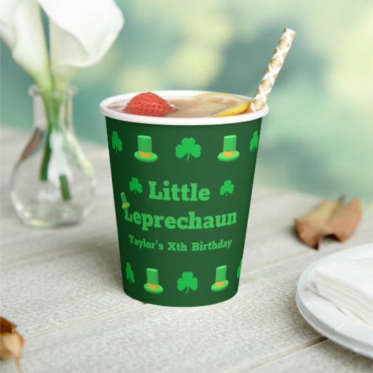Little Leprechaun Birthday Paper Cups Papieren Bekers (Insitu)