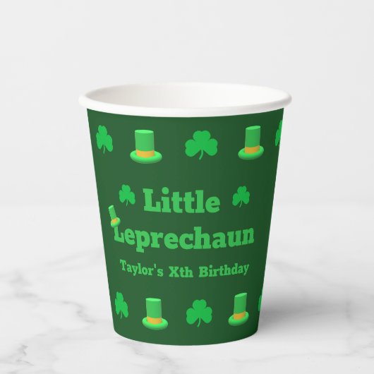 Little Leprechaun Birthday Paper Cups Papieren Bekers (Voorkant)