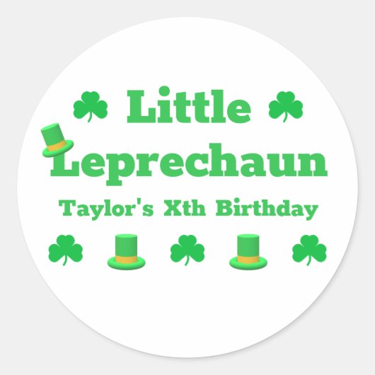 Little Leprechaun Birthday Ronde Sticker (Voorkant)