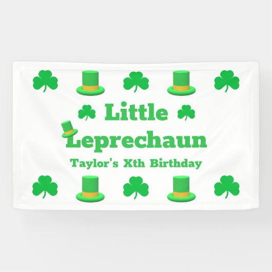 Little Leprechaun Birthday Spandoek (Horizontaal)