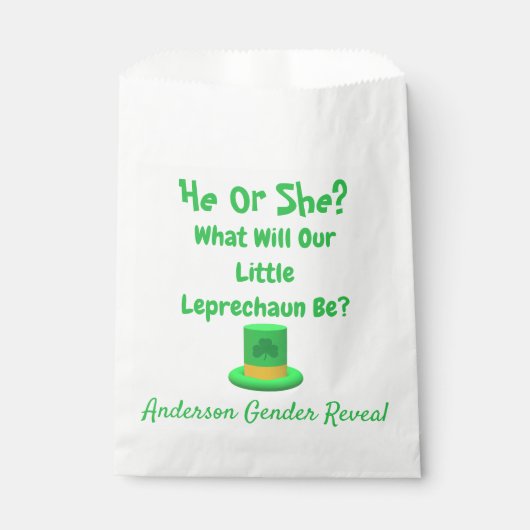 Little Leprechaun Gender onthulling Bedankzakje (Voorkant)