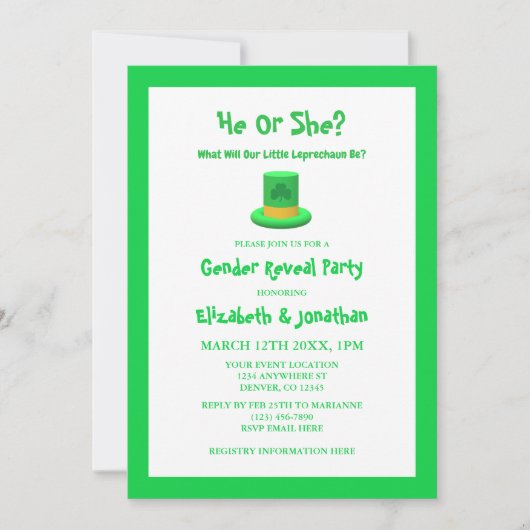 Little Leprechaun Gender onthulling Kaart (Voorkant)