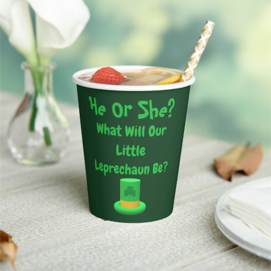 Little Leprechaun Gender onthulling Papieren Bekers (Insitu)