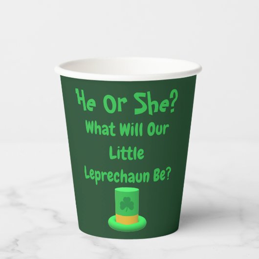 Little Leprechaun Gender onthulling Papieren Bekers (Voorkant)