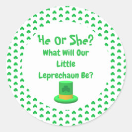 Little Leprechaun Gender onthulling Ronde Sticker