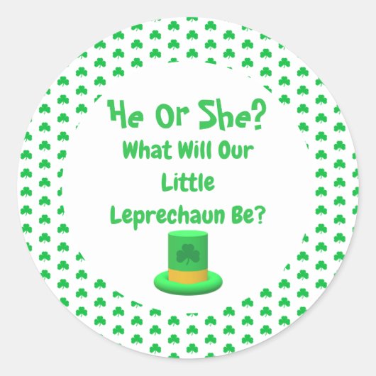 Little Leprechaun Gender onthulling Ronde Sticker (Voorkant)