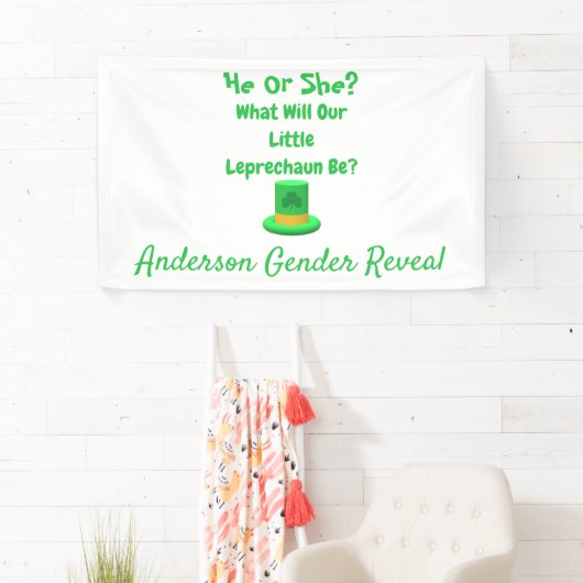 Little Leprechaun Gender onthulling Spandoek (Insitu)