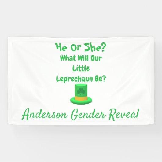 Little Leprechaun Gender onthulling Spandoek (Horizontaal)