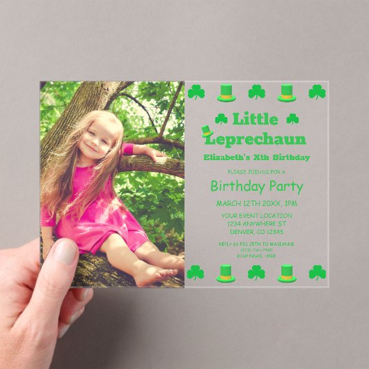 Little Leprechaun Kids Birthday Acryl Uitnodigingen (Insitu (Draagbaar))