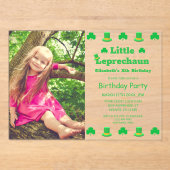Little Leprechaun Kids Birthday Acryl Uitnodigingen (Voorkant)