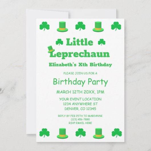 Little Leprechaun Kids Birthday Kaart (Voorkant)