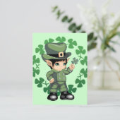 Little Leprechaun met Shamrocks Briefkaart (Staand voorkant)