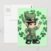 Little Leprechaun met Shamrocks Briefkaart (Voorkant / Achterkant)