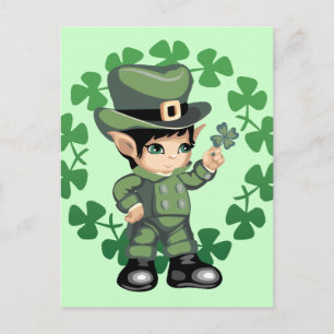 Little Leprechaun met Shamrocks Briefkaart