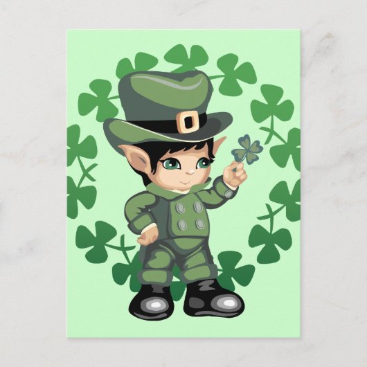 Little Leprechaun met Shamrocks Briefkaart (Voorkant)