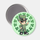 Little Leprechaun met Shamrocks Magneet (Voorkant / Achterkant)