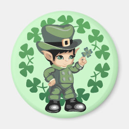 Little Leprechaun met Shamrocks Magneet